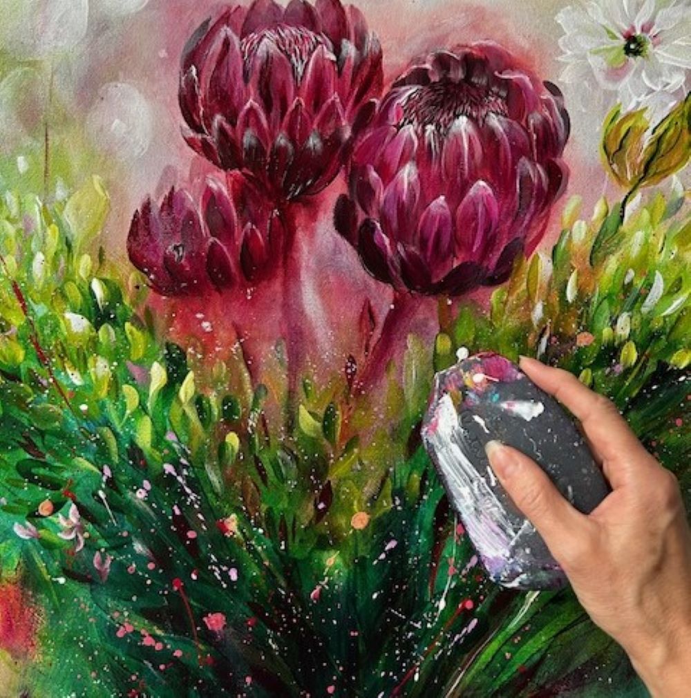 Floral Abstract Painting being Painted