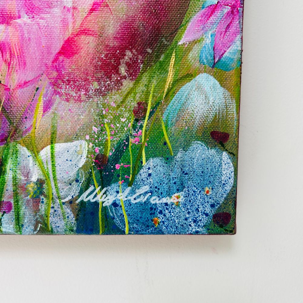 Signed Original Pink Abstract Peony Flower Painting