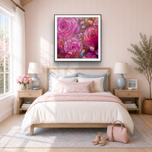 Contemporary Floral Roses Canvas Print by UK Artist Nikki Lloyd-Evans